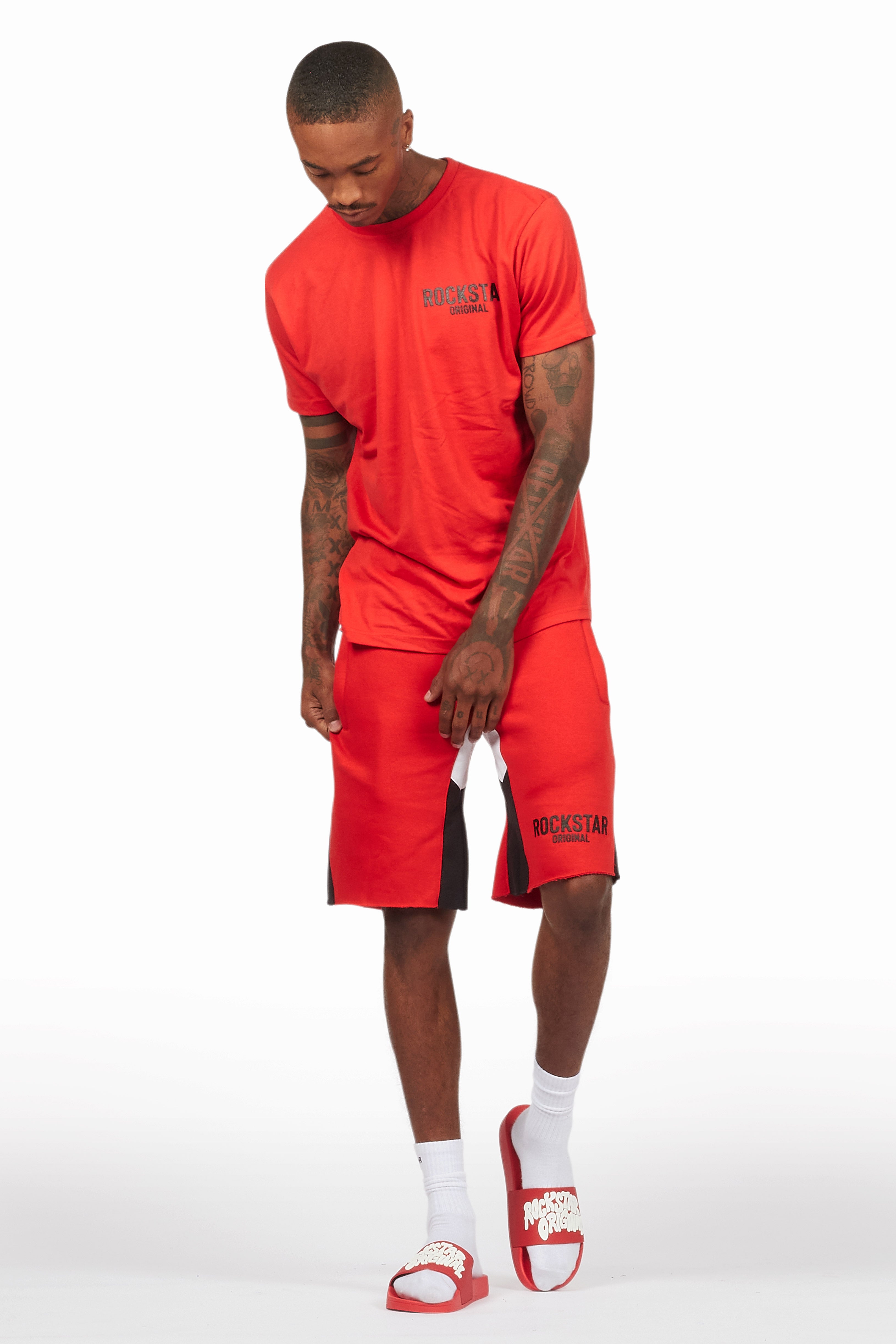 Sana Red Relaxed T-Shirt/Short Set