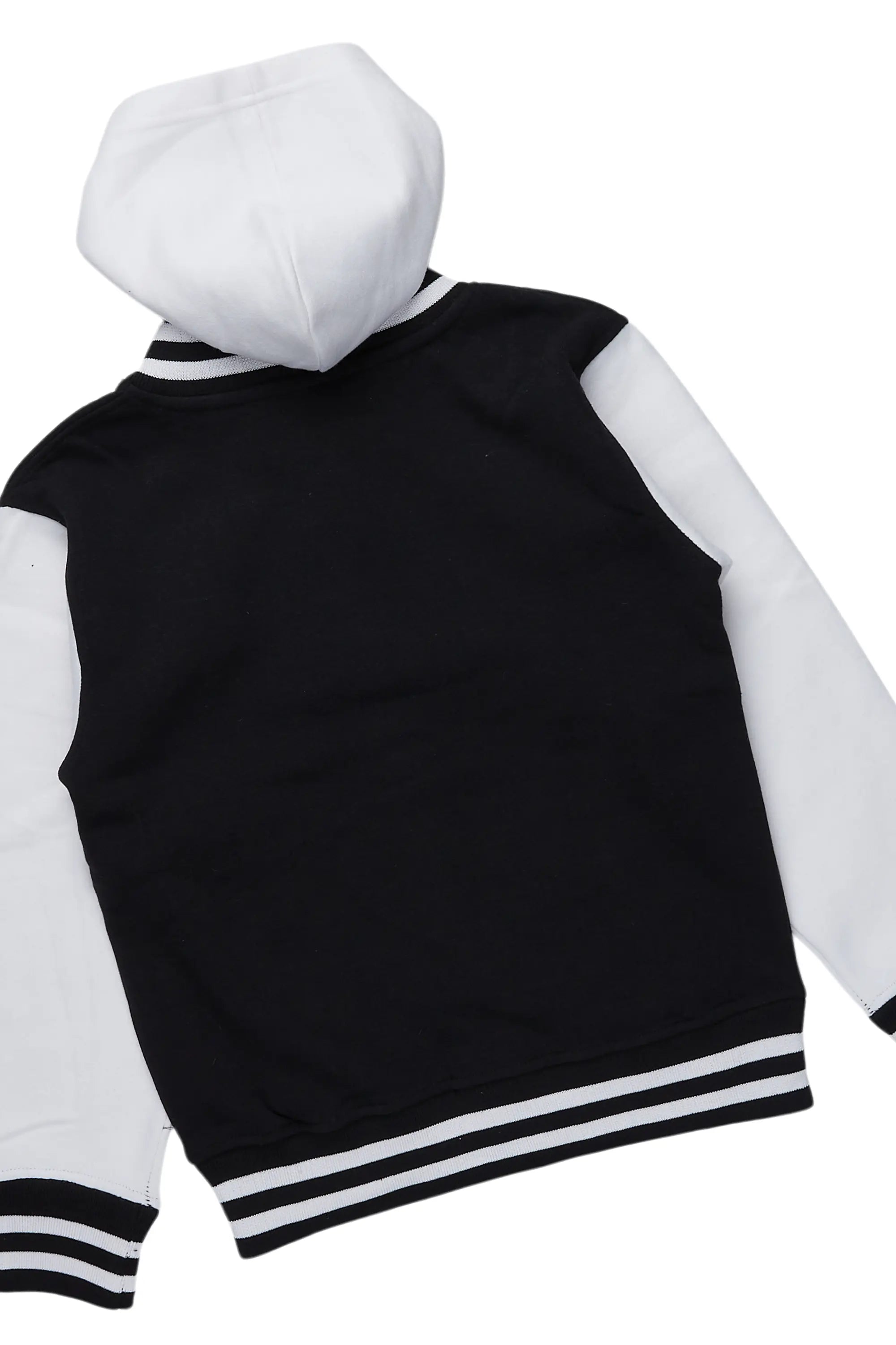 Boys Kazz Black/White Varsity Jacket Track Set