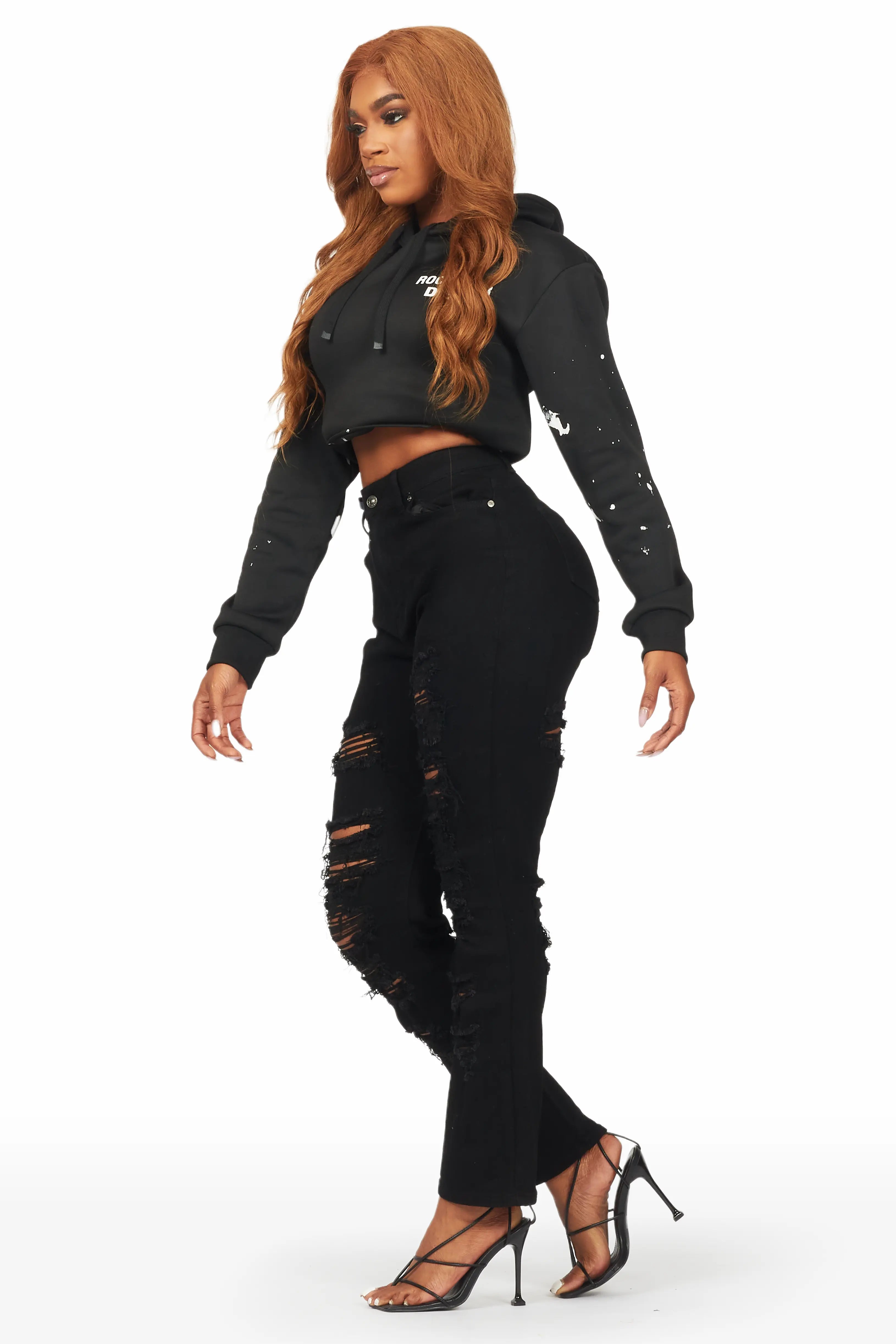 Kaydan Black Distressed Skinny Jean