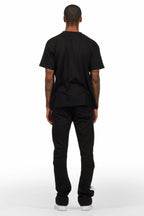 Amos Black/White T-Shirt/Stacked Flare Track Set
