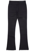 Yari Jet Black Rhinestone Stacked Flare Jean