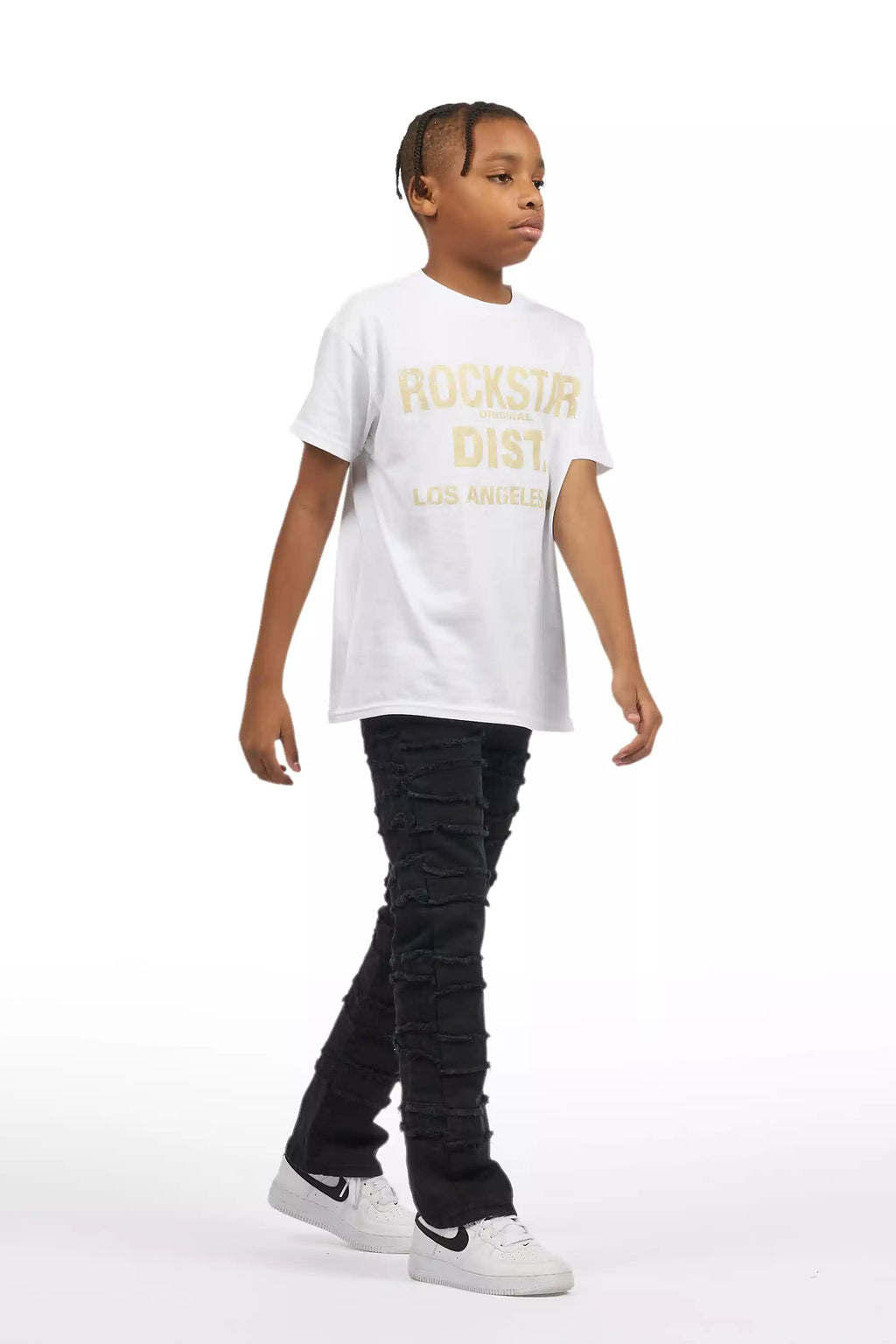 Boys Natari Black Flare Frayed Jean