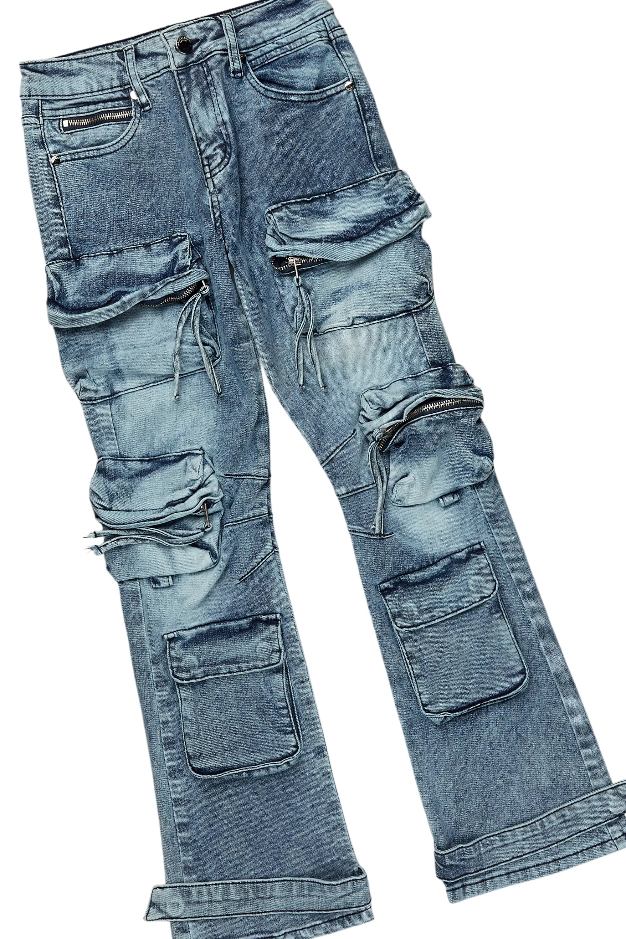 Boys Lake White/Blue Baggy Fit Jean Set