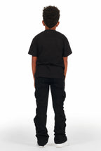 Boys Smitty Black T-Shirt/Stacked Flare Jean Set