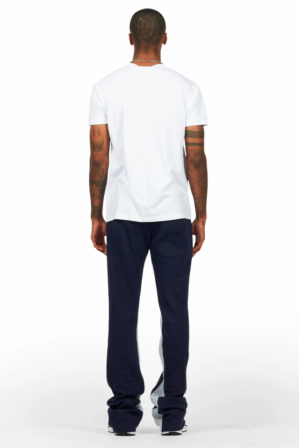 Racing Grung White/Navy T-Shirt/Stacked Baggy Track Pant Set