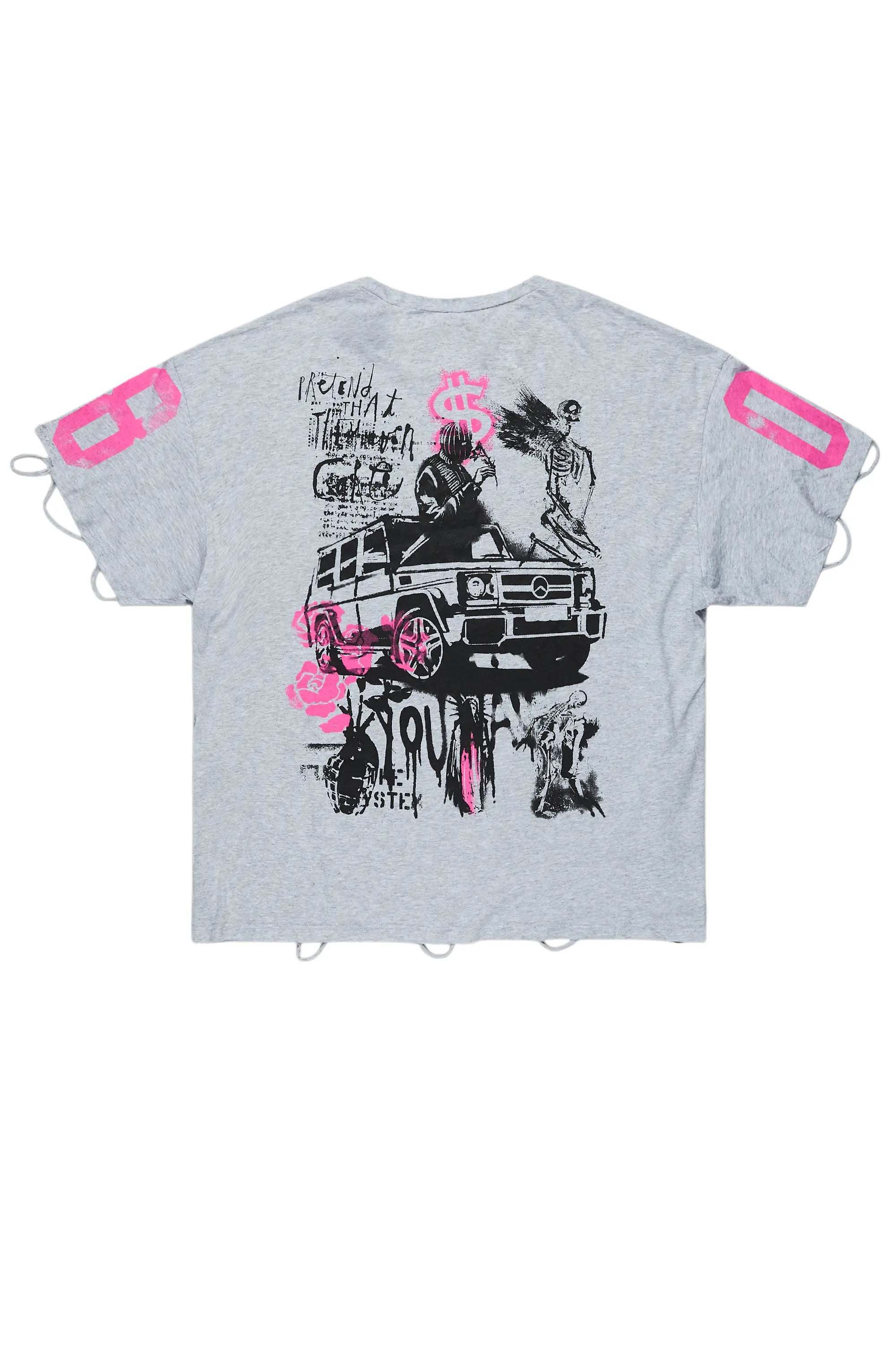 Sharrie Heather Grey Oversized T-Shirt