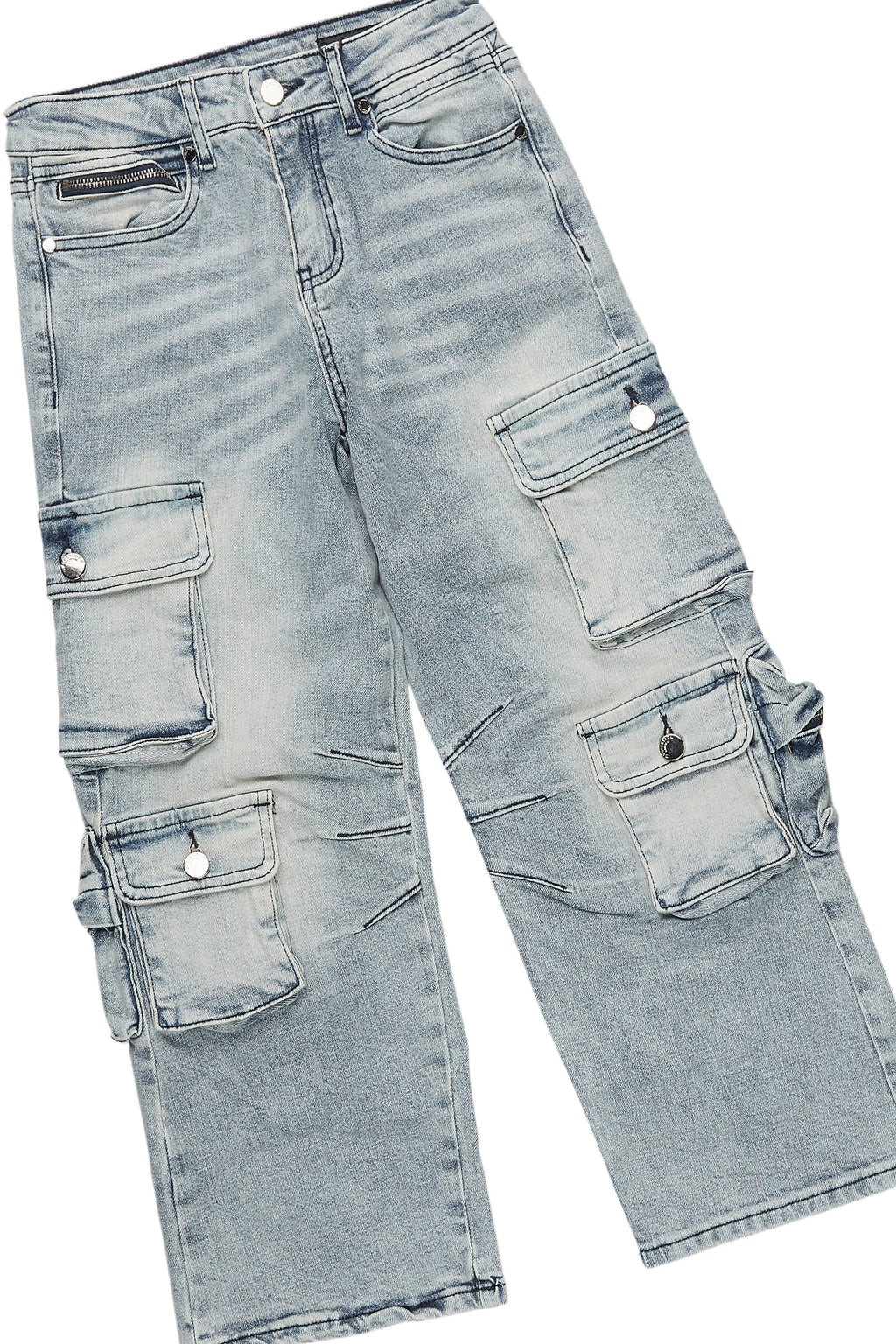 Boys Beau White/Red T-Shirt/Stacked Flare Cargo Jean Set