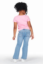 Girls Canika Pink T-Shirt Flare Jean Set