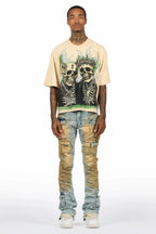 Gentry Dirty Blue Stacked Flare Jean