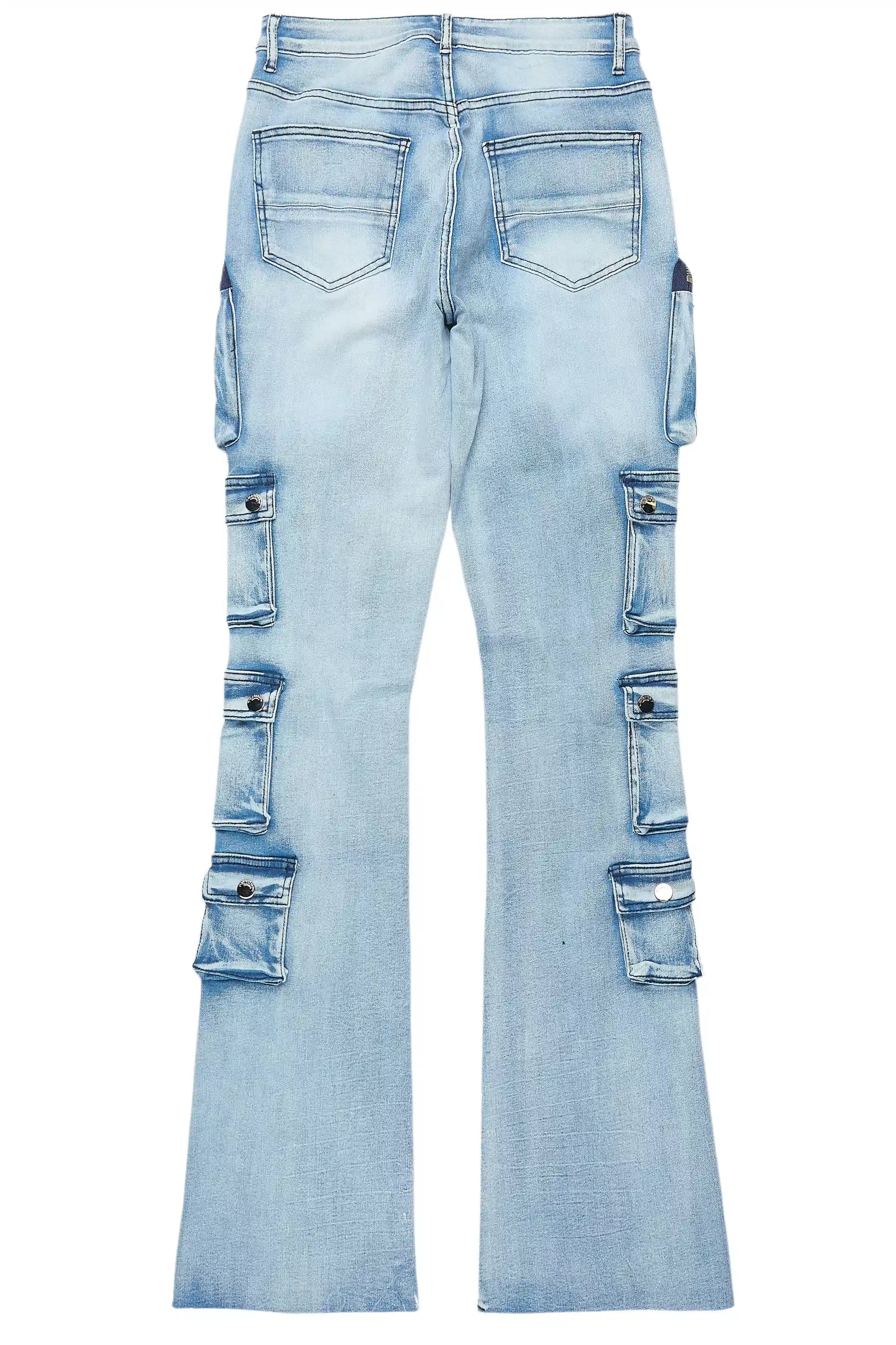 Tamala Light Wash Painted Stacked Flare Jean