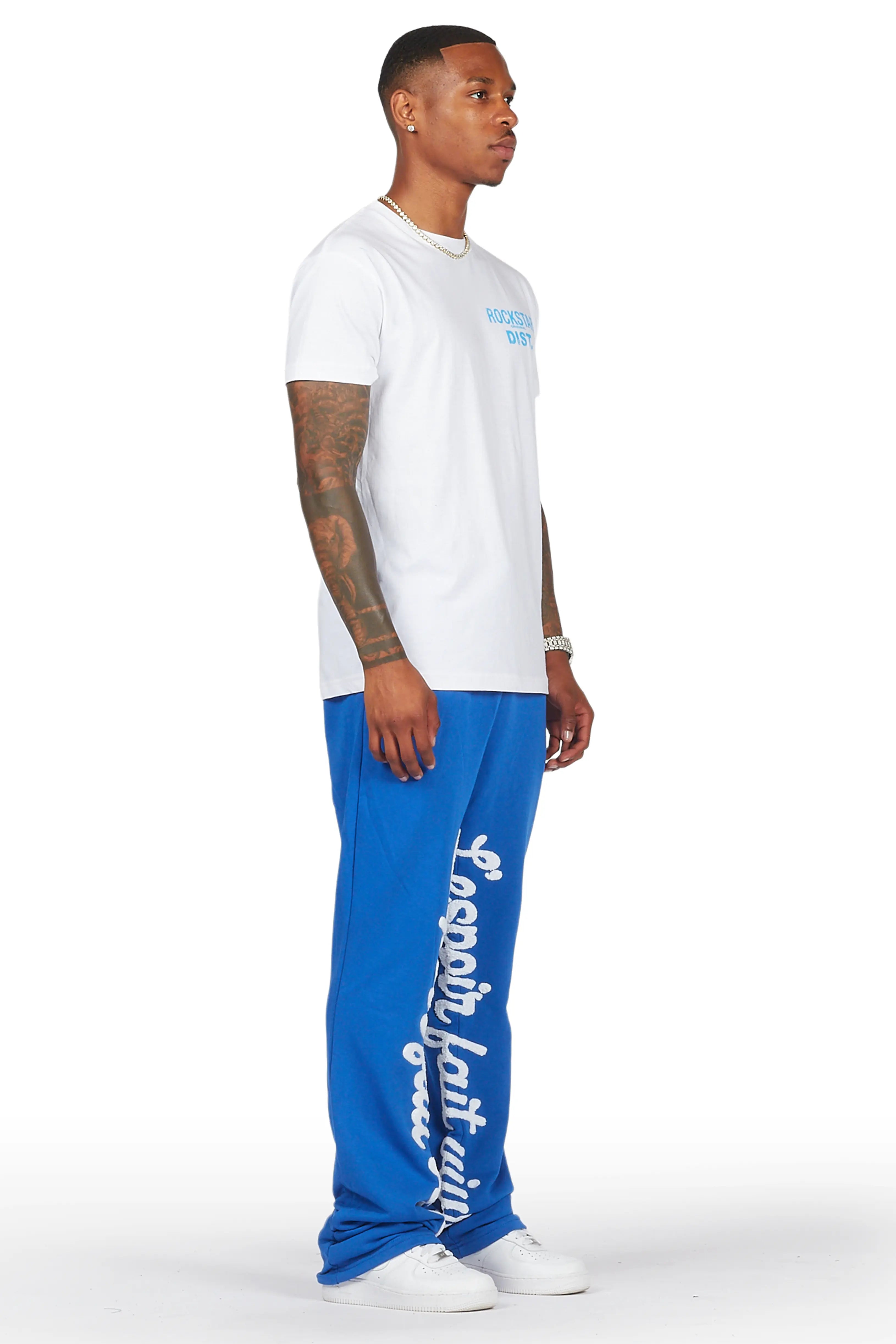 Tejas Royal Blue Stacked Flare Pants