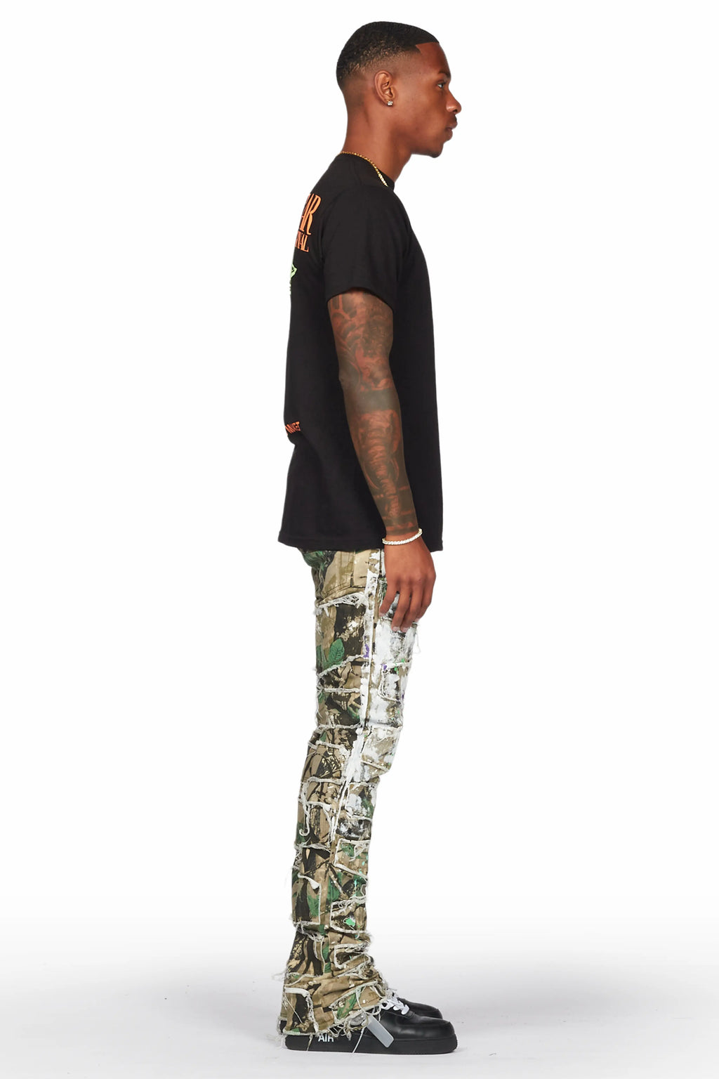 Ulysee Tree Camo Painter Stacked Flare Jean