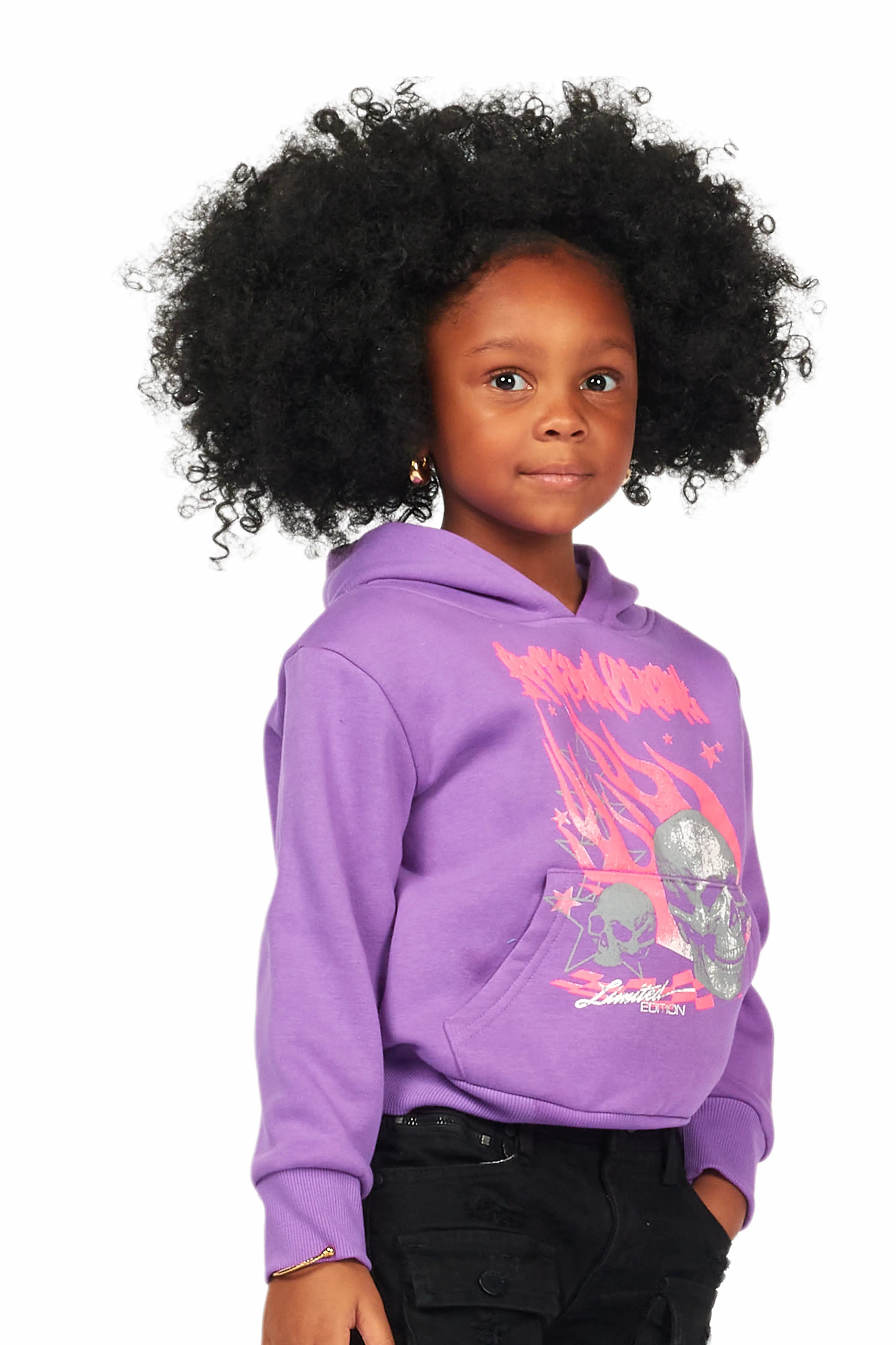 Girls Anessa Purple Graphic Hoodie