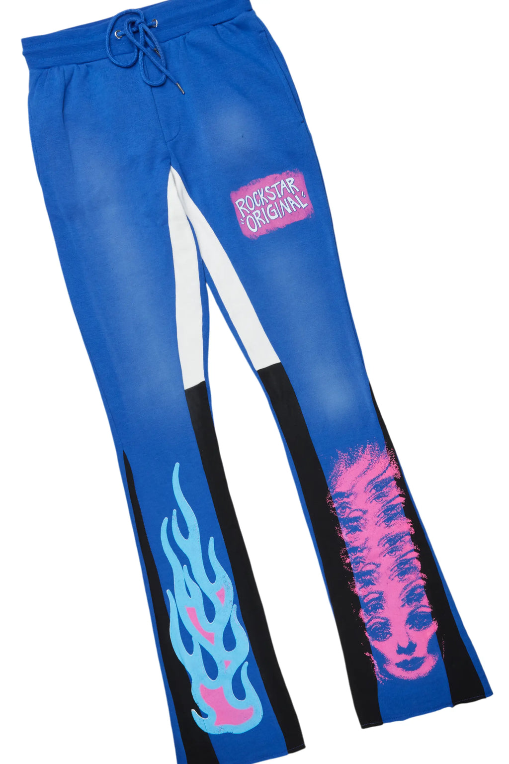 Beno Royal Blue Stacked Flare Hoodie Track Set