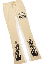 Edel White/Beige T-Shirt/Stacked Baggy Track Pant Set