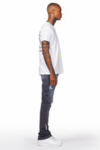 Paulo Charcoal Graphic Stacked Flare Pant