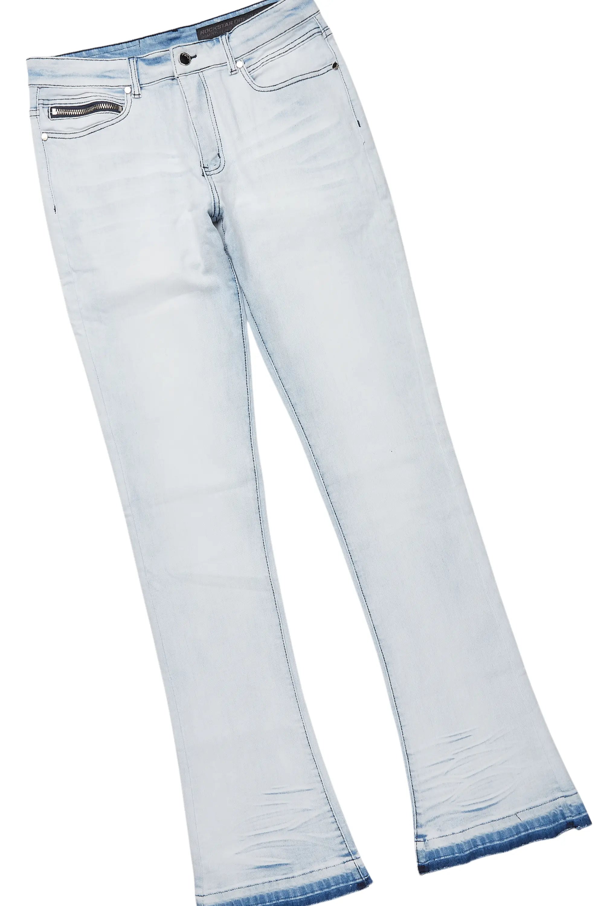 Amos Orange T-Shirt/Dag Blue Stacked Flare Jean Set