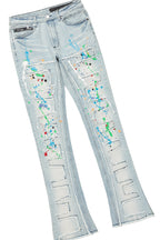 Oriel White/Black T-Shirt/Stacked Flare Jean Set