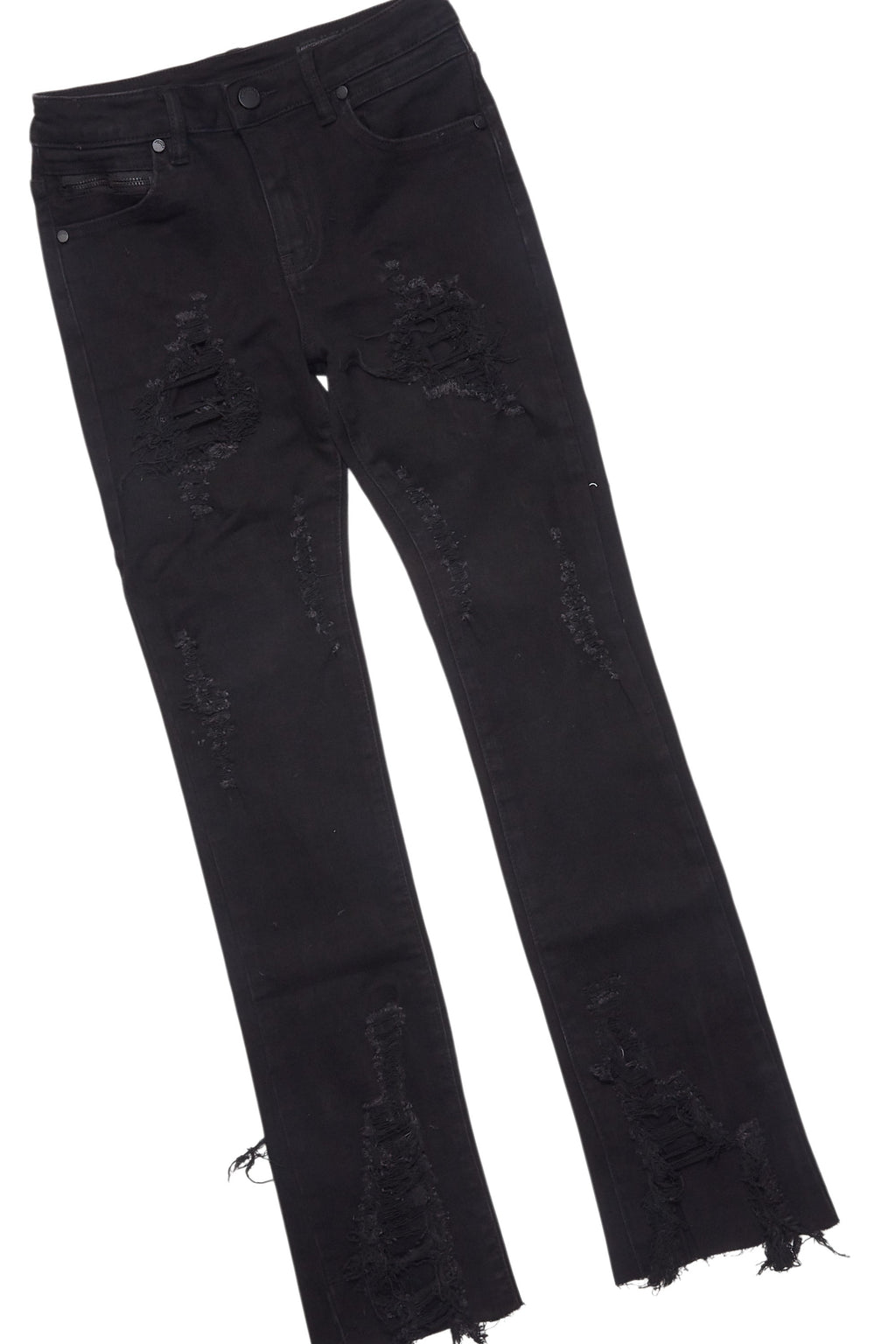 Boys Amos Black/White T-Shirt/Stacked Flare Jean Set