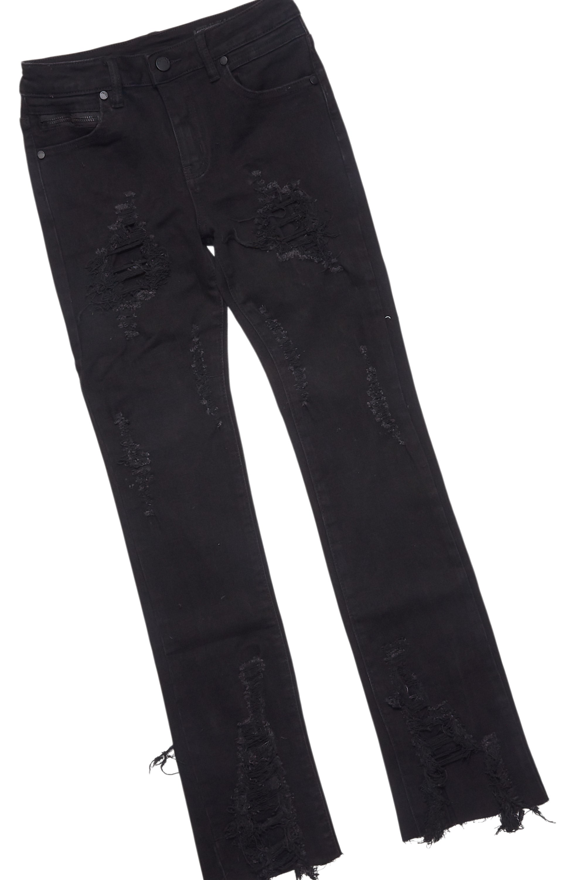 Boys Amos Black/White T-Shirt/Stacked Flare Jean Set