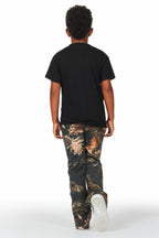 Boys Bansi Black Tree Camo Stacked Trackpant