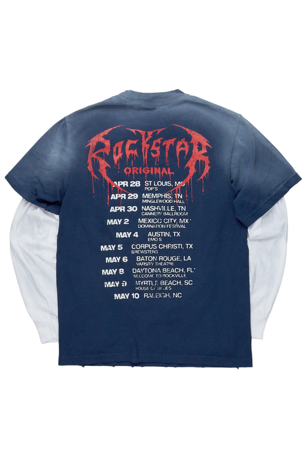 Vicious Navy Double Layer Long Sleeve Graphic T-Shirt