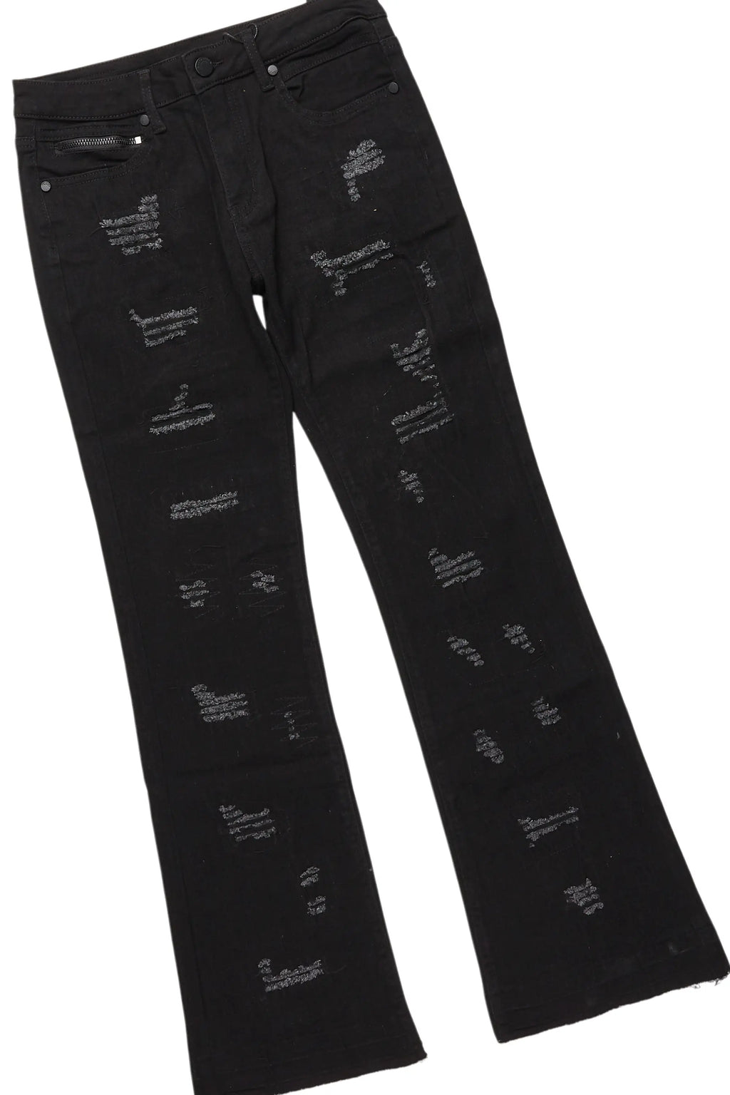 Boys Wizzurd Black Hoodie/Stacked Flare Jean Set