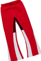 Boys Basic Red Stacked Flare Pant Set