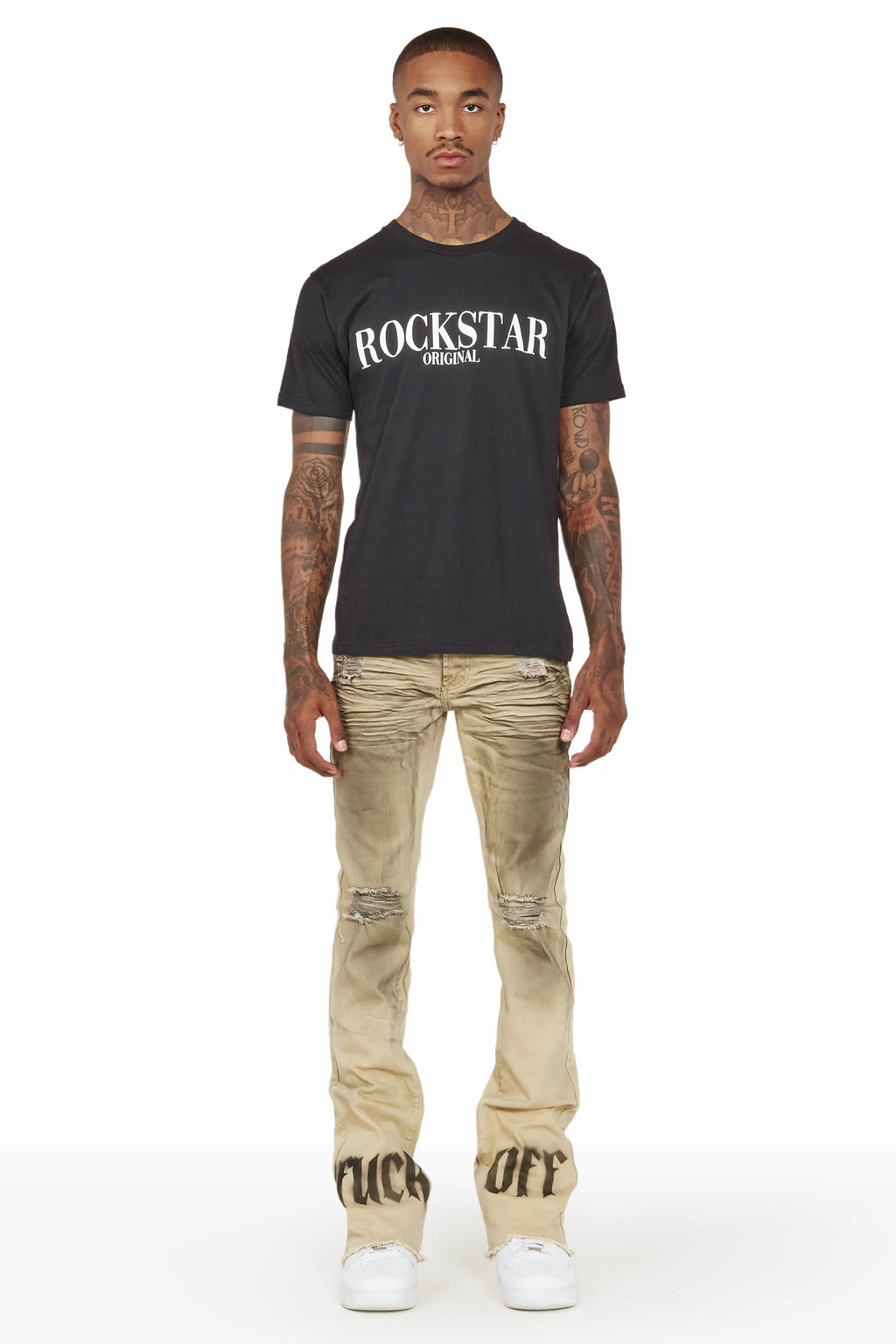 Bree Khaki/Black Stacked Flare Jean