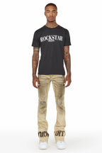 Bree Khaki/Black Stacked Flare Jean