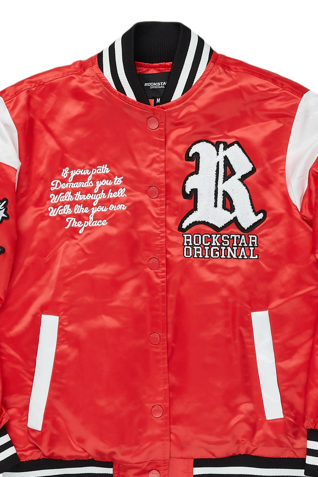 Sosa Red Satin Varsity Jacket