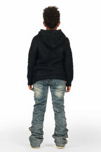 Boys Fields Black/Tint Mohair Hoodie/Stacked Flare Jean Set