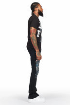 Salako Black Painter Stacked Flare Jean