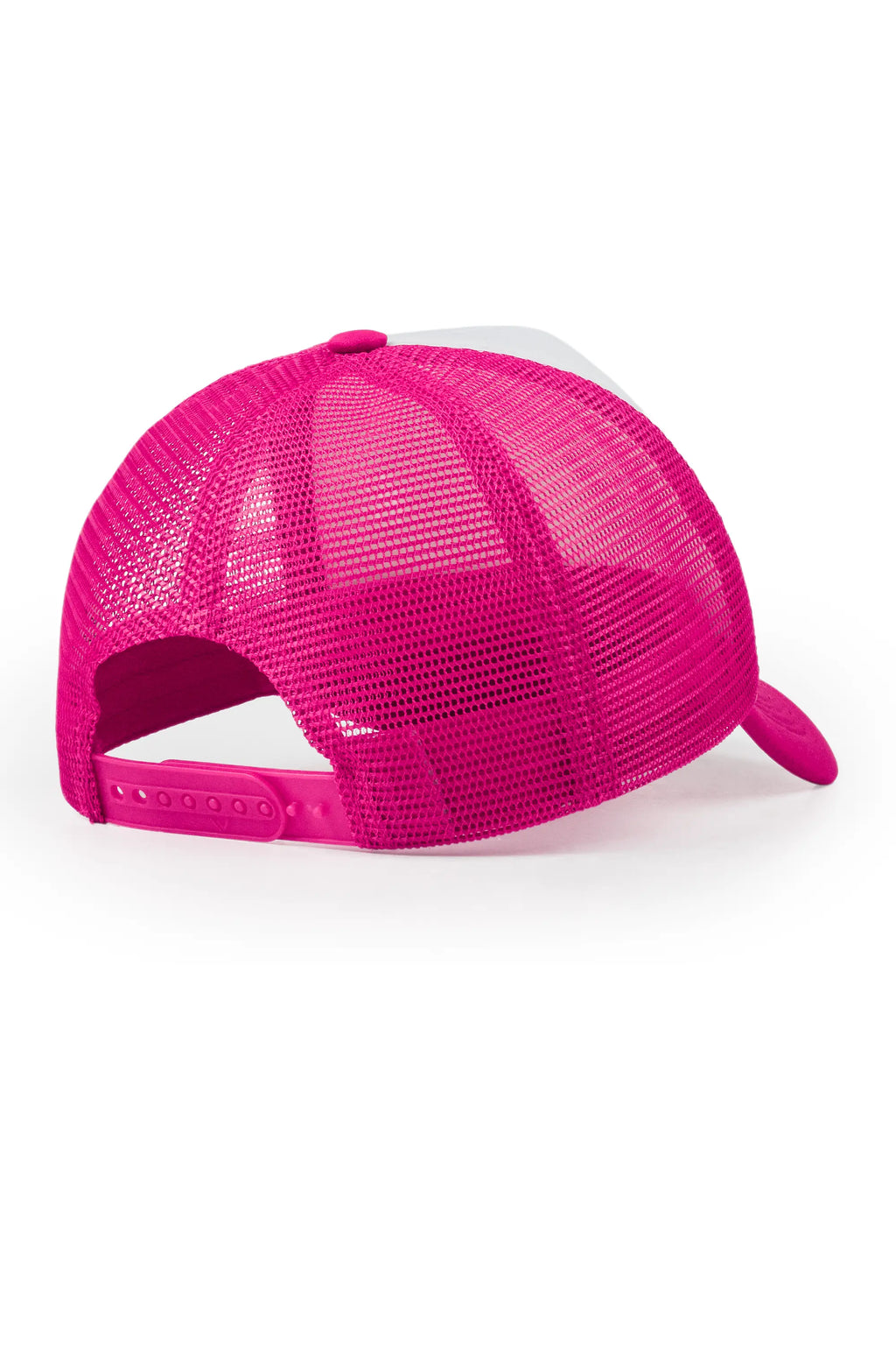 Womens White/Hot Pink Basic Trucker Hat