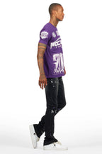 Amos Purple Graphic T-Shirt & Dag Dark Grey Jean Bundle