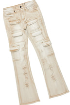 Boys Andros Brown/Tan Mohair Hoodie/Stacked Flare Jean Set