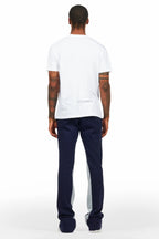 Kastell White/Navy T-Shirt/Stacked Baggy Track Pant Set