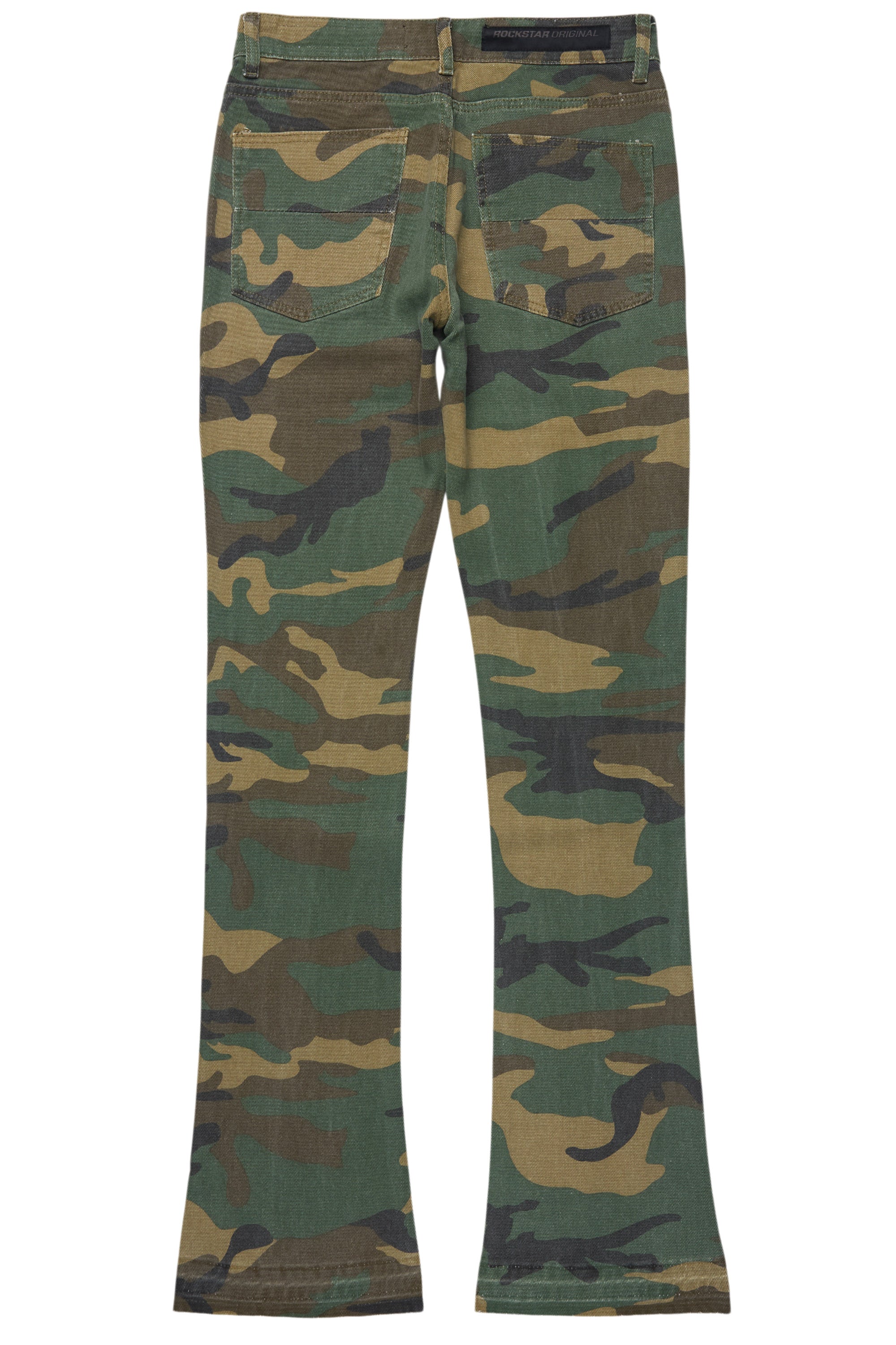 Tachi Camo Rhinestone Stacked Flare Jean