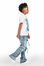 Boys Smitty White/Blue T-Shirt/Baggy Fit Jean Set