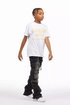 Boys Jan Black Stacked Flare Cargo Jean