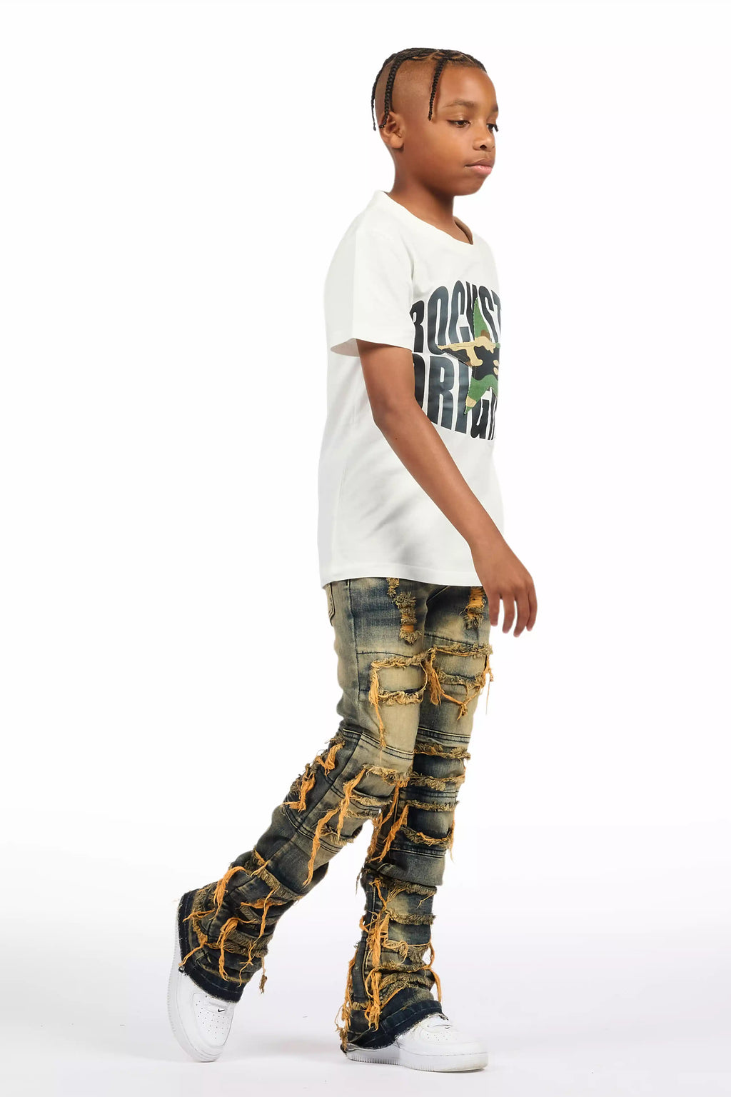 Boys Vasco Tint Dark Wash Blue Stacked Flare Jean