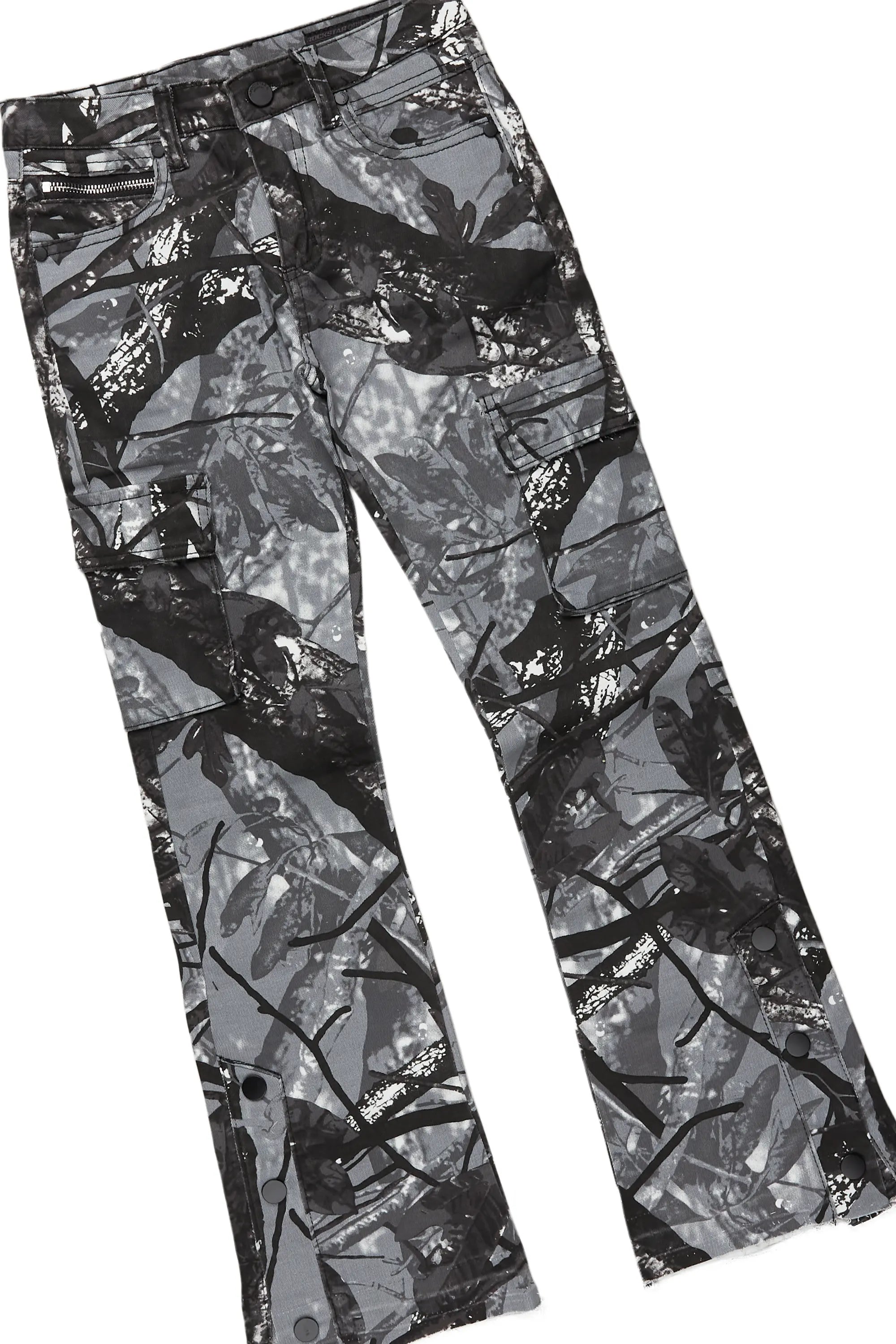 Boys Eliot Grey Camo T-Shirt/Stacked Flare Jean Set