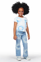 Girls Danna White T-Shirt Flare Jean Set