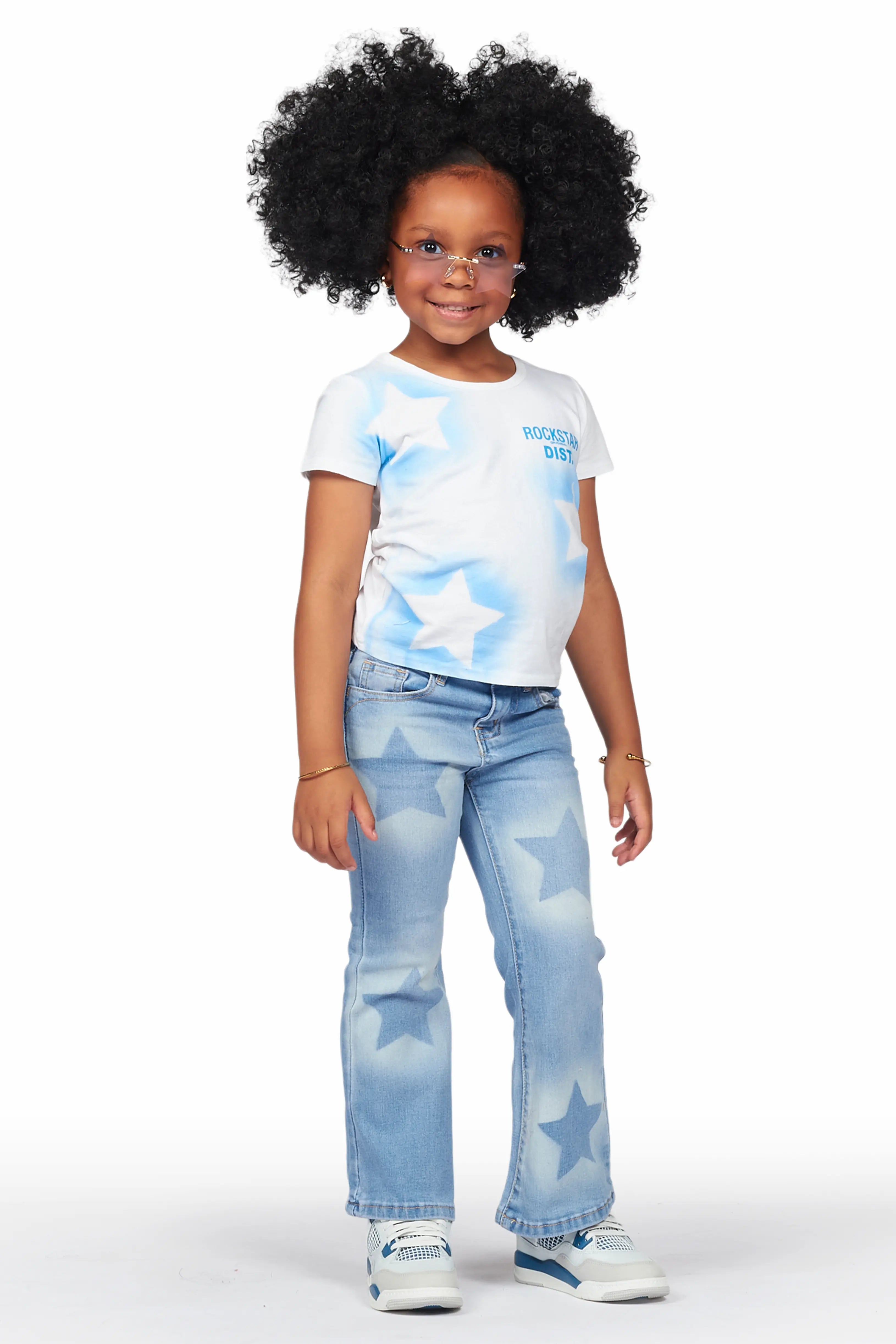 Girls Danna White T-Shirt Flare Jean Set