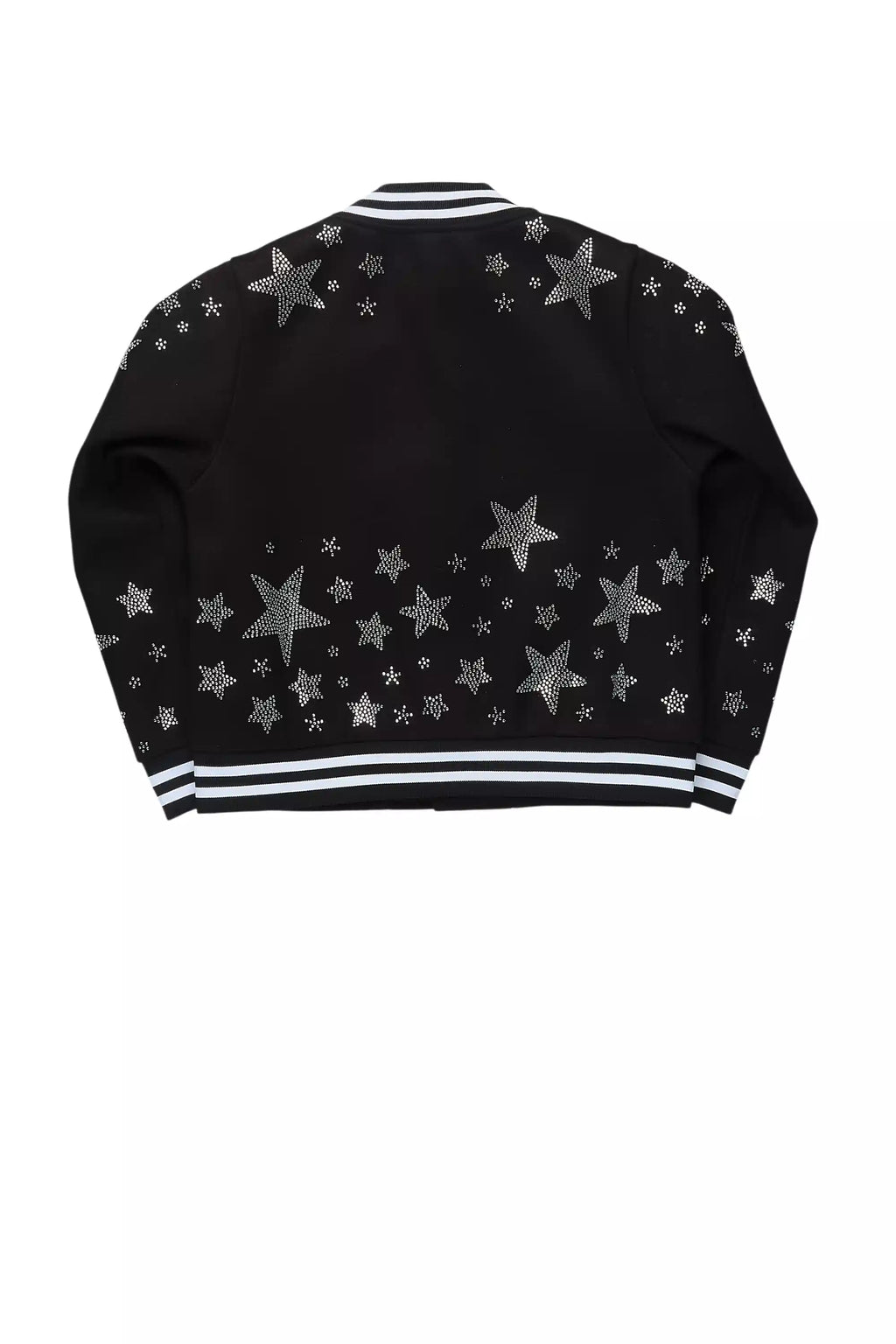 Girls Shanda Black Crop Varsity Jacket
