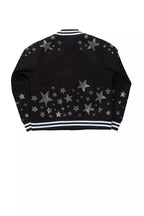 Girls Shanda Black Crop Varsity Jacket