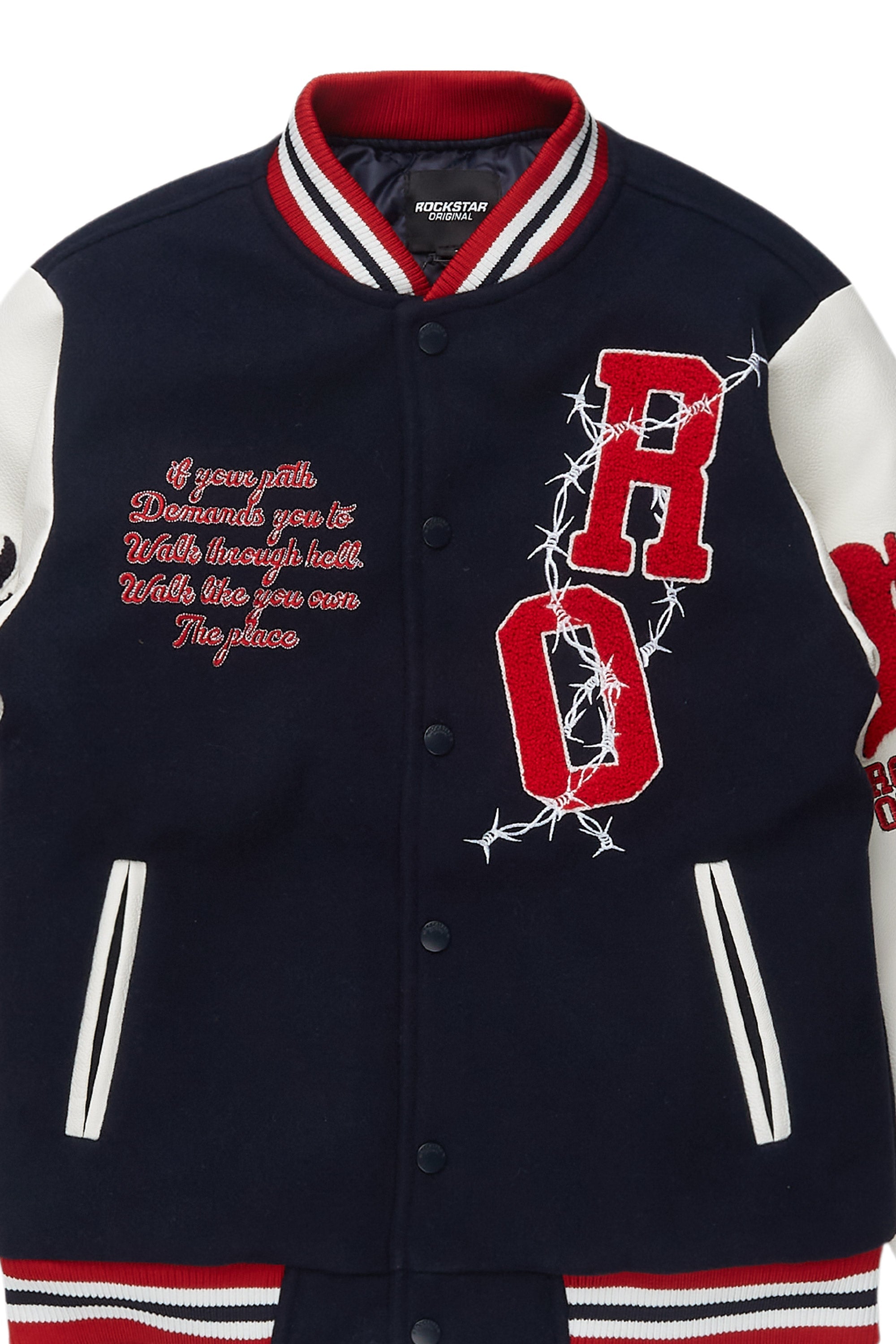 Boys Skoll Navy/White Varsity Jacket