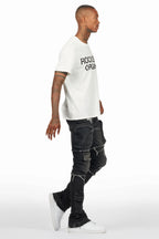 Shift Dark Grey Stacked Flare Jean