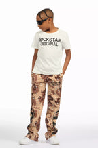 Boys Deniska White/Camo T-Shirt Baggy Stacked Flare Set