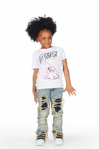 Girls Abbie Blue Stacked Flare Jean